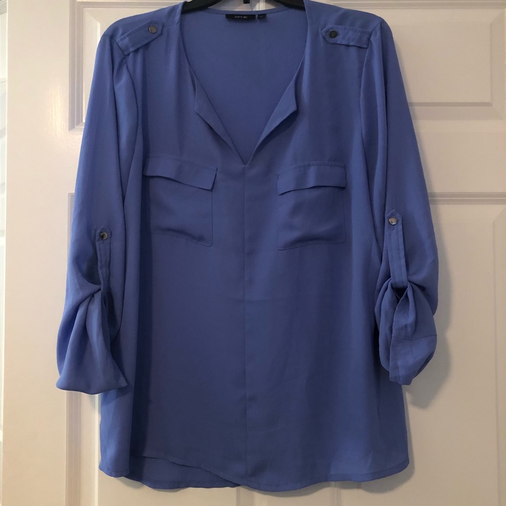 Plus Size Periwinkle Blue Chiffon Blouse